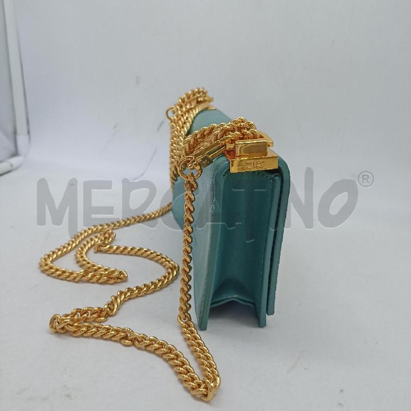 BORSETTA DONNA ELISABETTA FRANCHI VERDE PETROLIO CATENELLE DORATE | Mercatino dell'Usato Lamezia terme 4