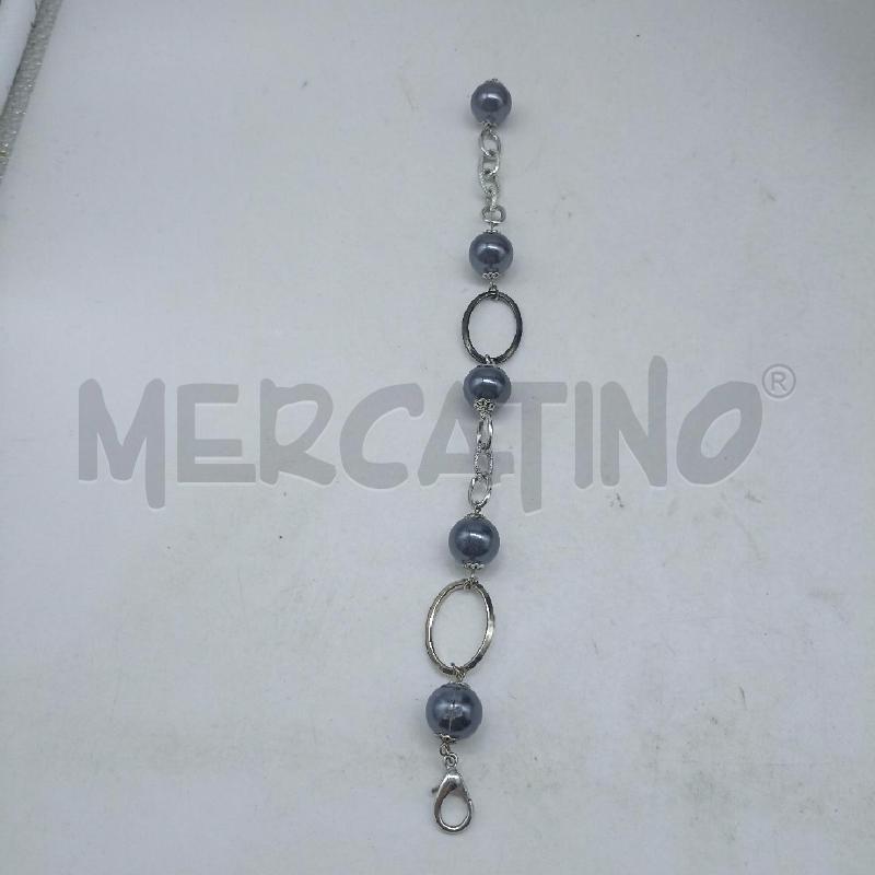 BRACCIALE DONNA MAGLIE OVALI ACCIAIO E PERLINE ONICE NERO | Mercatino dell'Usato Lamezia terme 2