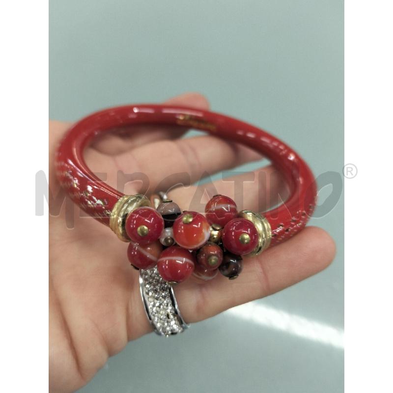 BRACCIALE MARLENE RIGIDO ROSSO PERLINE ROSSE E DORATE | Mercatino dell'Usato Lamezia terme 3