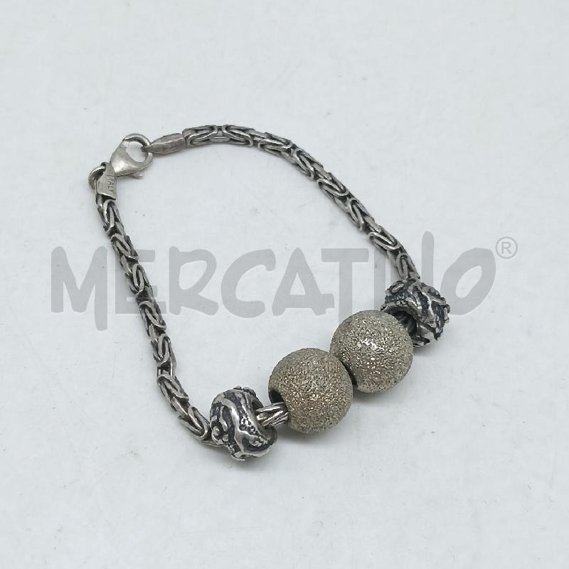 BRACCIALE METALLO PREZIOSO PALLINE GLITTER CHARM CON FIORE | Mercatino dell'Usato Lamezia terme 1