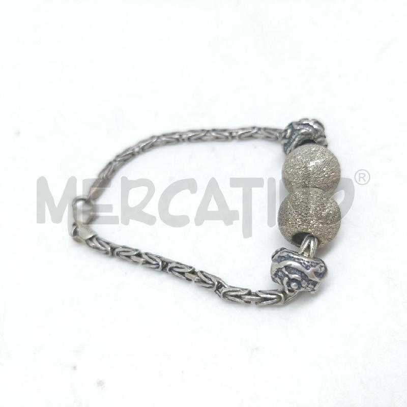 BRACCIALE METALLO PREZIOSO PALLINE GLITTER CHARM CON FIORE | Mercatino dell'Usato Lamezia terme 2