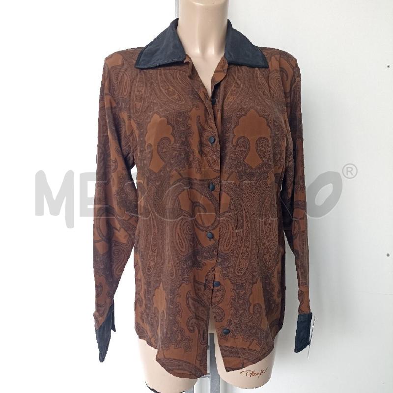 CAMICIA DONNA G 100 SETA MARRONE NERO | Mercatino dell'Usato Lamezia terme 1