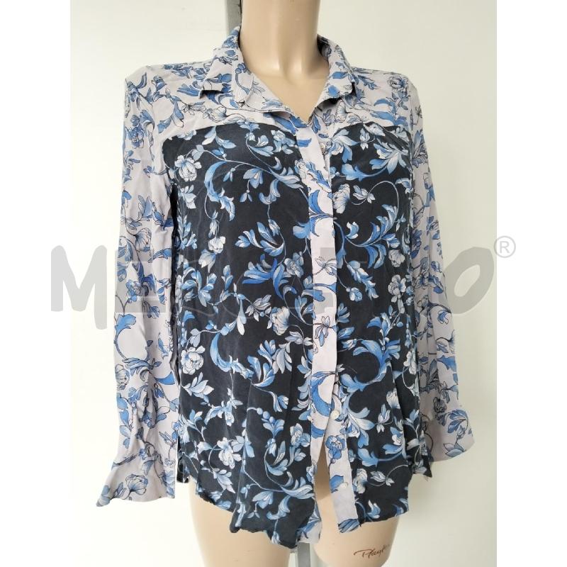 CAMICIA DONNA INTREND BLU GRIGIO FIORI 100SETA | Mercatino dell'Usato Lamezia terme 1
