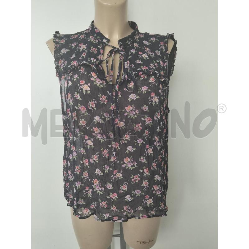 CASACCA DONNA LUISA SPAGNOLI SMANICATO BLU FIORELLINI SETA | Mercatino dell'Usato Lamezia terme 1