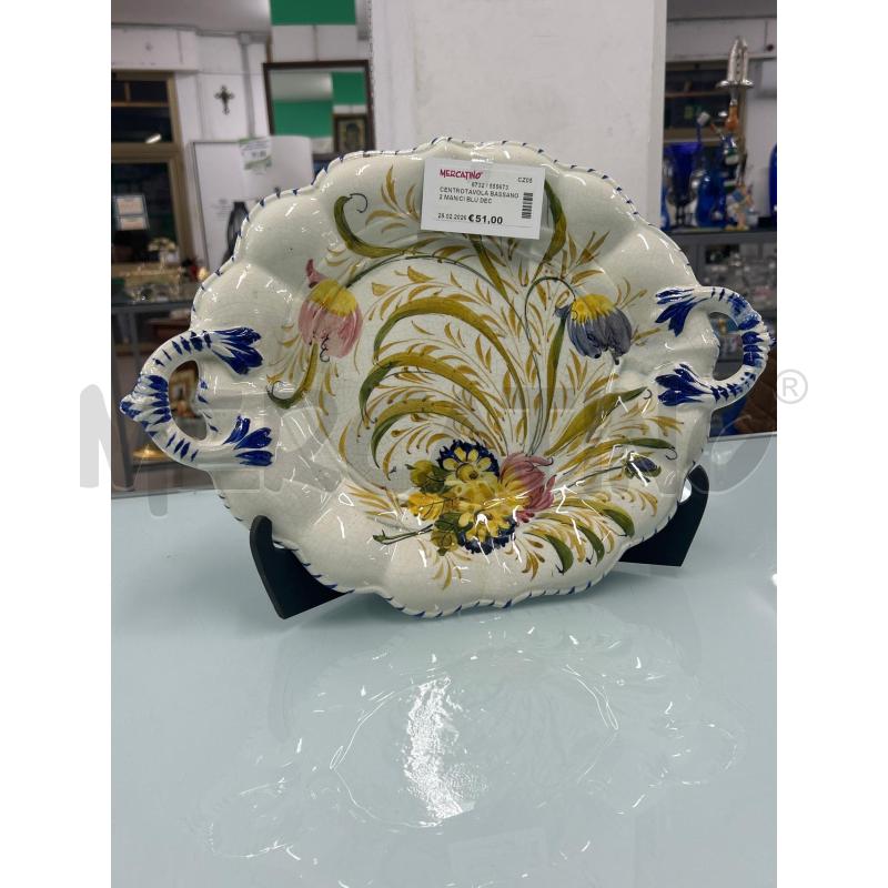 CENTROTAVOLA BASSANO 2 MANICI BLU DECORO FLOREALE | Mercatino dell'Usato Lamezia terme 1