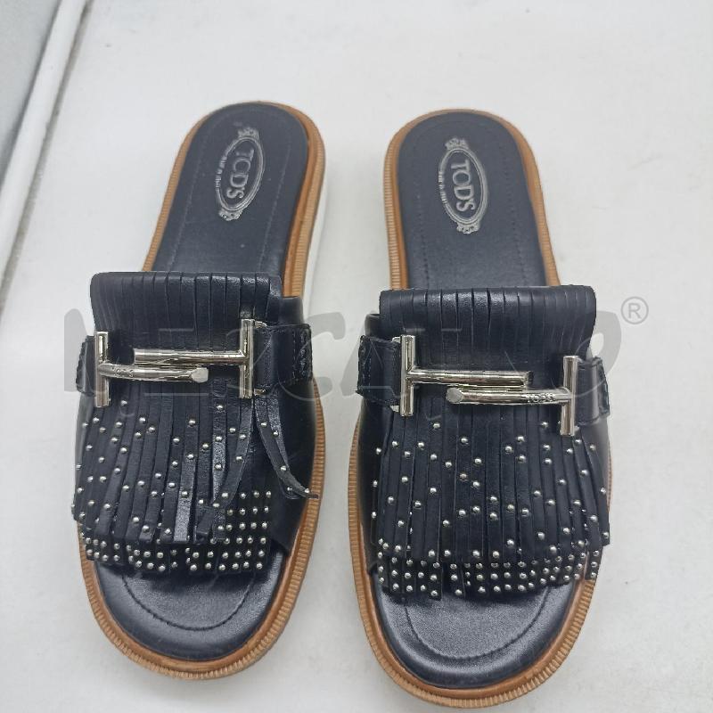 CIABATTE DONNA TOD S PELLE NERO BORCHIE E FRANGE  | Mercatino dell'Usato Lamezia terme 1
