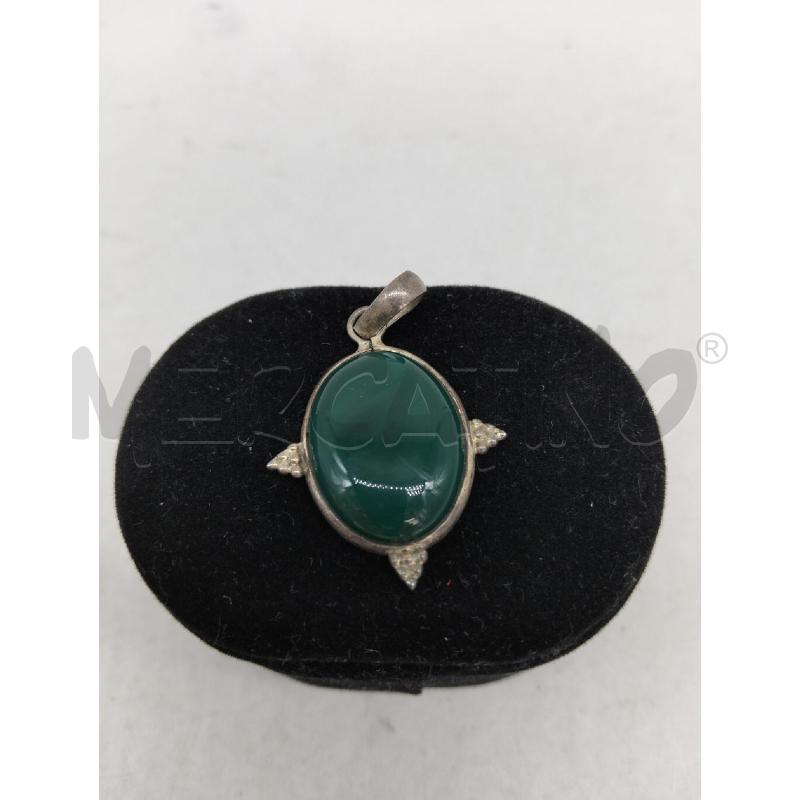 CIONDOLO METALLO PREZIOSO PIETRA AGATA VERDE | Mercatino dell'Usato Lamezia terme 1