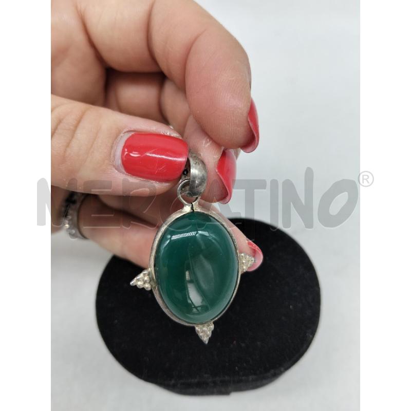 CIONDOLO METALLO PREZIOSO PIETRA AGATA VERDE | Mercatino dell'Usato Lamezia terme 3