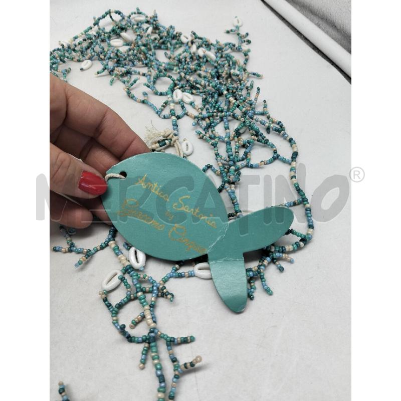 COLLANA ANTICA SARTORIA PERLINE MULTIFILO TONI TURCHESE E CONCHIGLIE NUOVO | Mercatino dell'Usato Lamezia terme 2