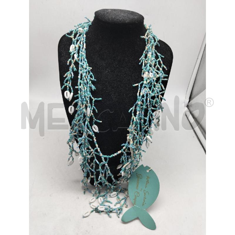COLLANA ANTICA SARTORIA PERLINE MULTIFILO TONI TURCHESE E CONCHIGLIE NUOVO | Mercatino dell'Usato Lamezia terme 3