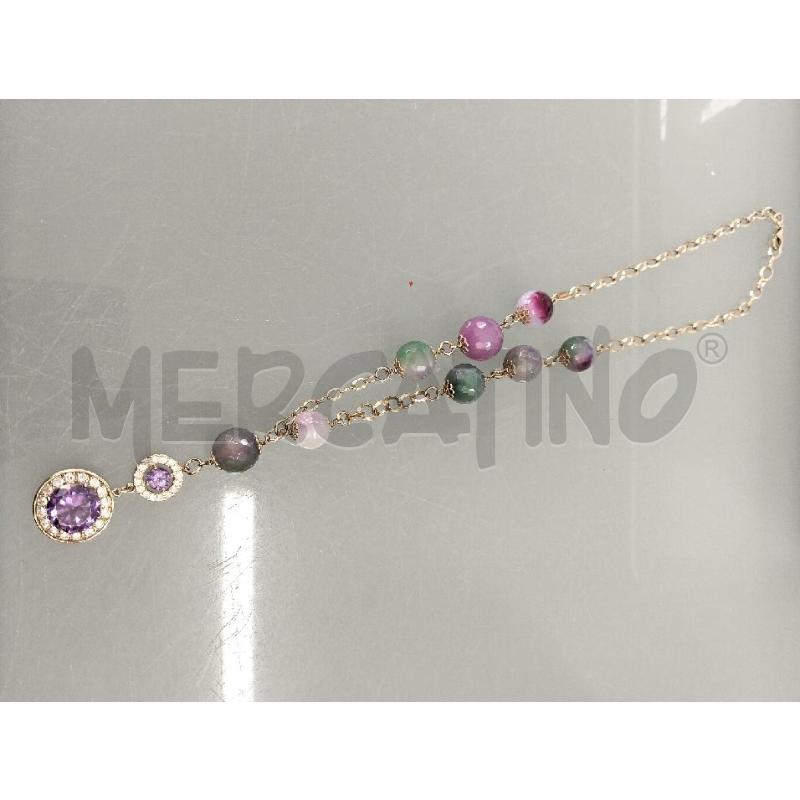COLLANA DONNA AMETISTA E GIADA METALLO DORATO | Mercatino dell'Usato Lamezia terme 1