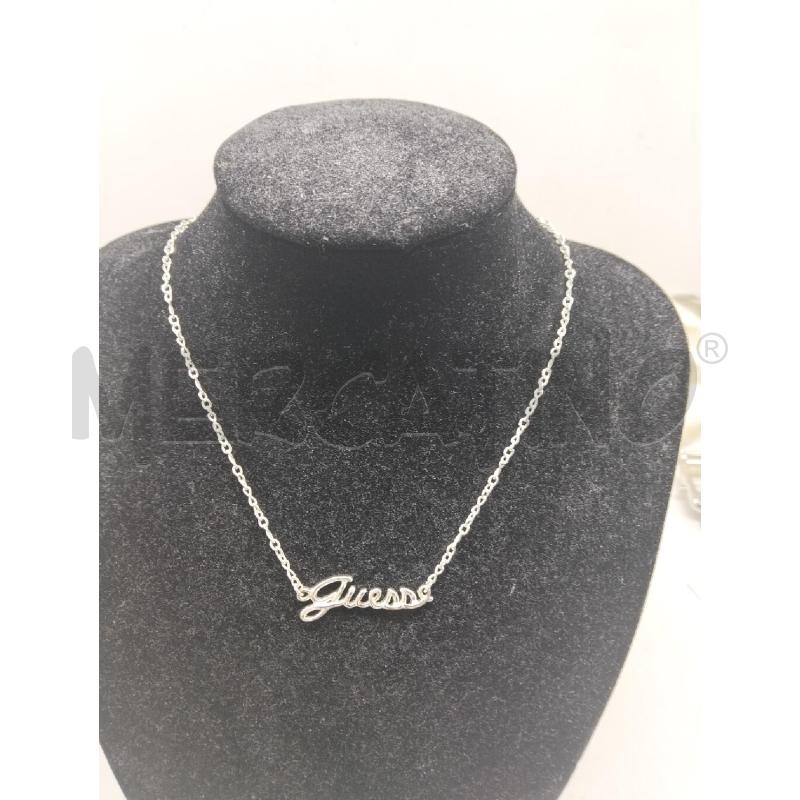 COLLANA DONNA GUESS METALLO ARGENTATO PENDENTE LOGO STRASS | Mercatino dell'Usato Lamezia terme 1