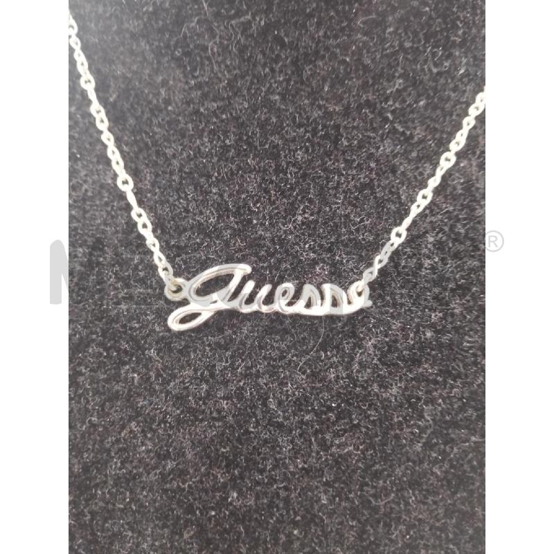 COLLANA DONNA GUESS METALLO ARGENTATO PENDENTE LOGO STRASS | Mercatino dell'Usato Lamezia terme 3