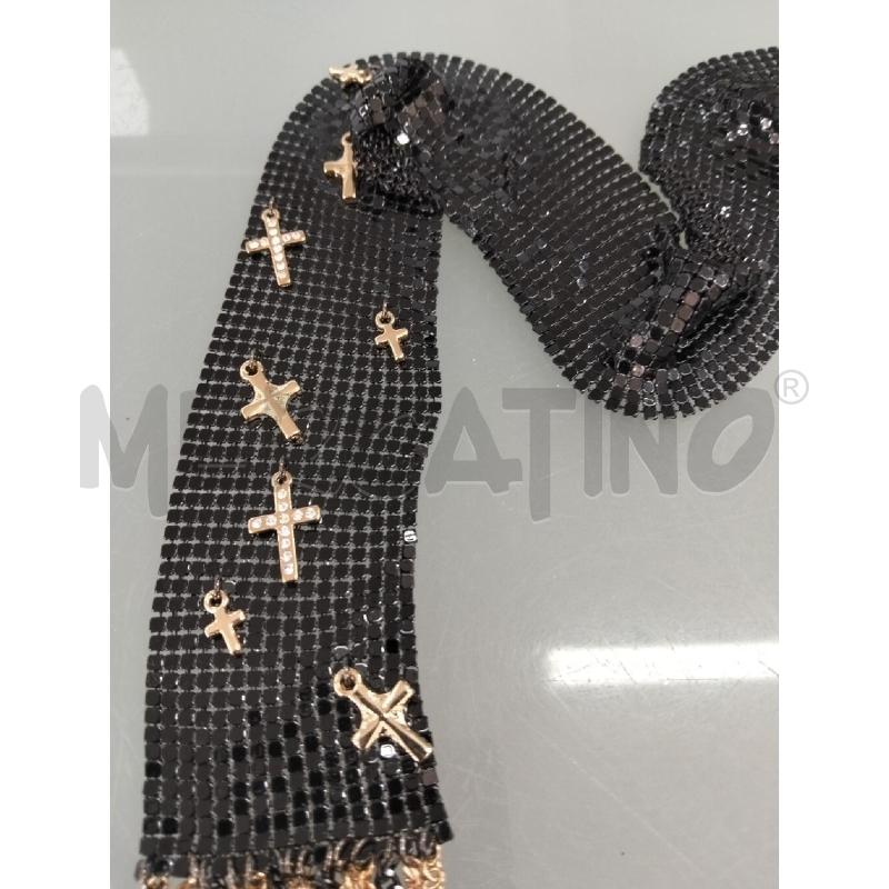 COLLANA DONNA MAGLIA RETE NERA CROCI DORATE  | Mercatino dell'Usato Lamezia terme 2