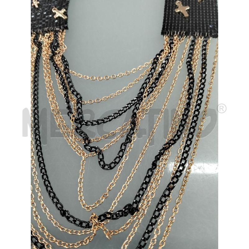 COLLANA DONNA MAGLIA RETE NERA CROCI DORATE  | Mercatino dell'Usato Lamezia terme 3