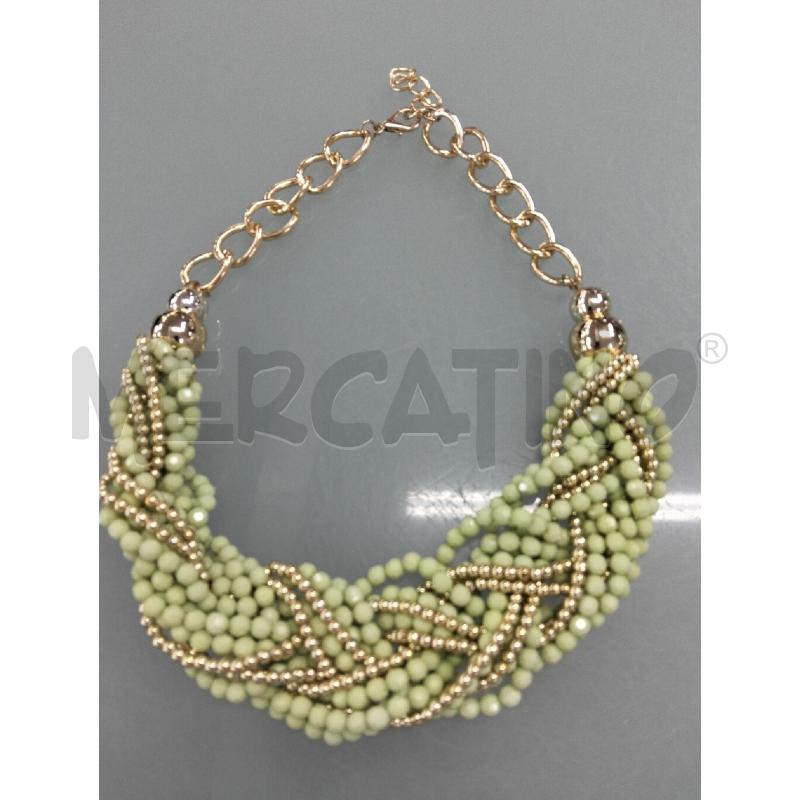 COLLANA DONNA MULTIFILO PERLINE VERDI INTRECCIATE ELEMETI DORATI | Mercatino dell'Usato Lamezia terme 1