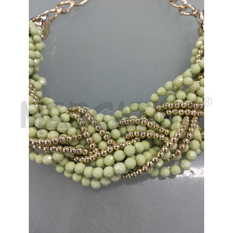 COLLANA DONNA MULTIFILO PERLINE VERDI INTRECCIATE ELEMETI DORATI | Mercatino dell'Usato Lamezia terme 2