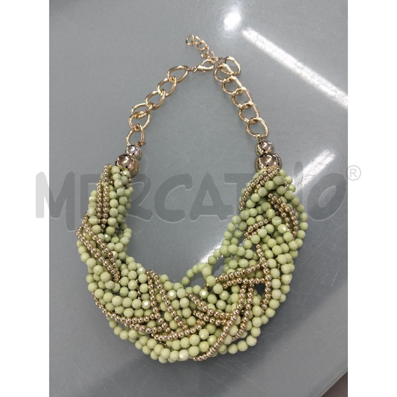 COLLANA DONNA MULTIFILO PERLINE VERDI INTRECCIATE ELEMETI DORATI | Mercatino dell'Usato Lamezia terme 3