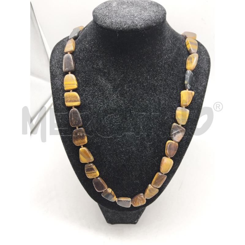 COLLANA DONNA PERLE TRAPEZOIDALI OCCHIO DI TIGRE STRIATURE MARRONI  | Mercatino dell'Usato Lamezia terme 1