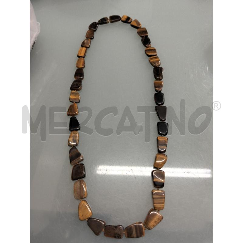 COLLANA DONNA PERLE TRAPEZOIDALI OCCHIO DI TIGRE STRIATURE MARRONI  | Mercatino dell'Usato Lamezia terme 2