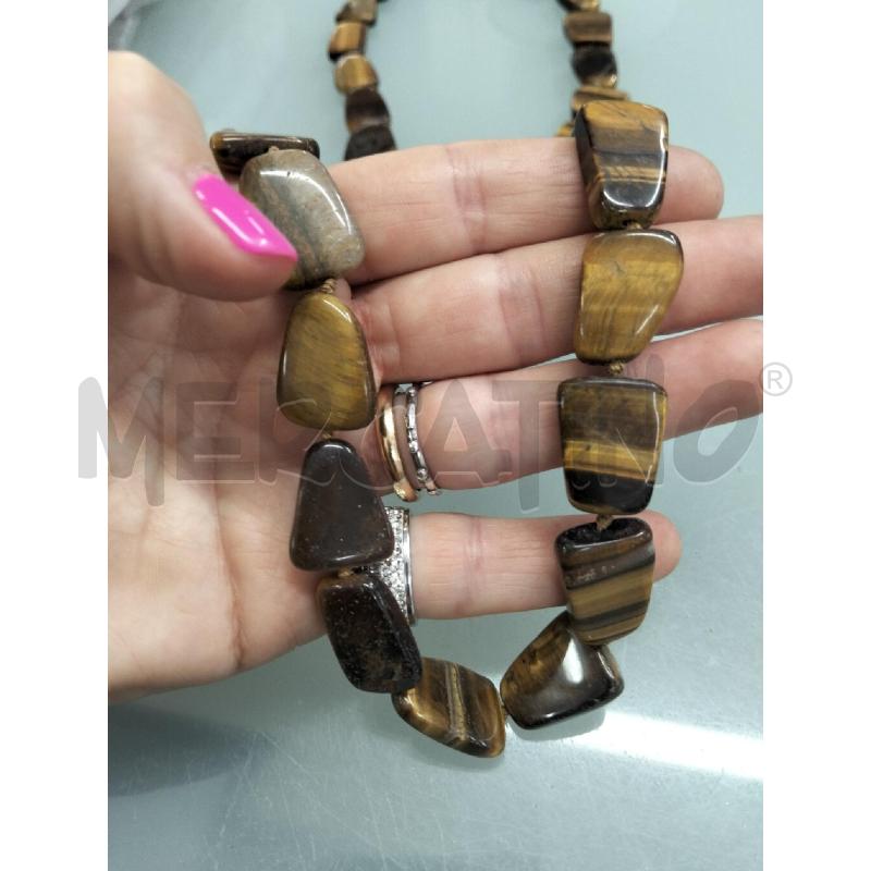 COLLANA DONNA PERLE TRAPEZOIDALI OCCHIO DI TIGRE STRIATURE MARRONI  | Mercatino dell'Usato Lamezia terme 3