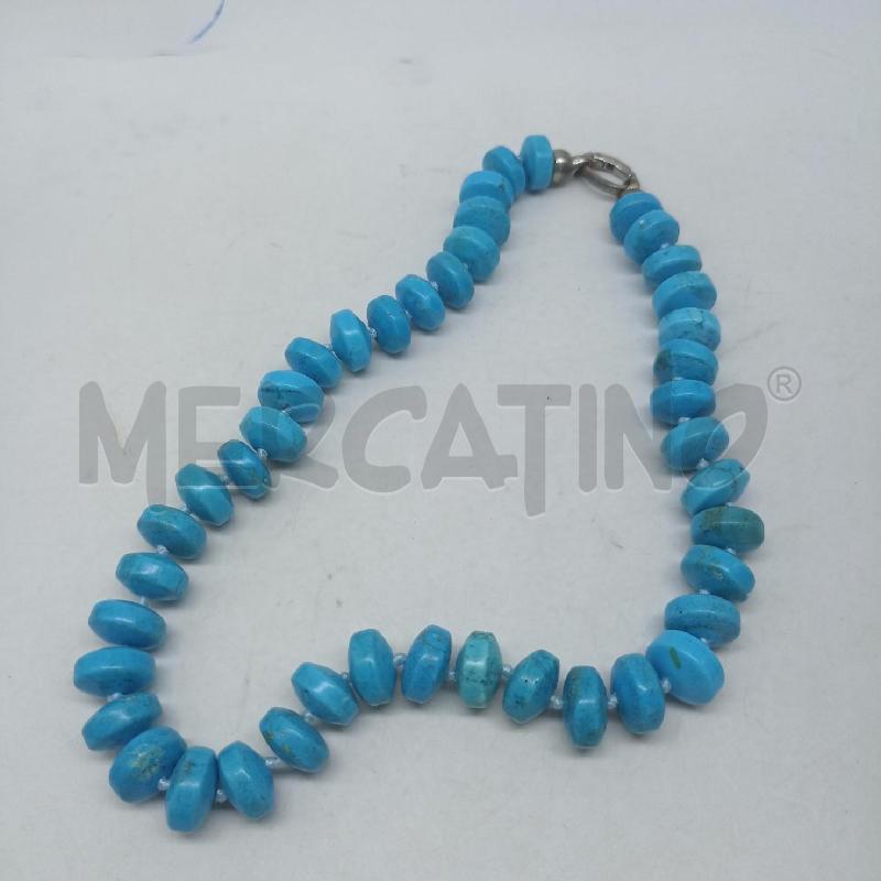 COLLANA DONNA PIETRA TURCHESE AZZURRA A RONDELLA  CON VENATURE  | Mercatino dell'Usato Lamezia terme 1