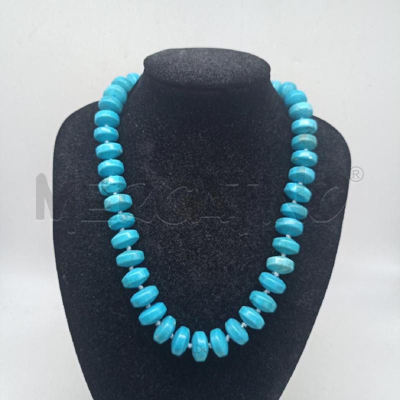 COLLANA DONNA PIETRA TURCHESE AZZURRA A RONDELLA  CON VENATURE  | Mercatino dell'Usato Lamezia terme 2