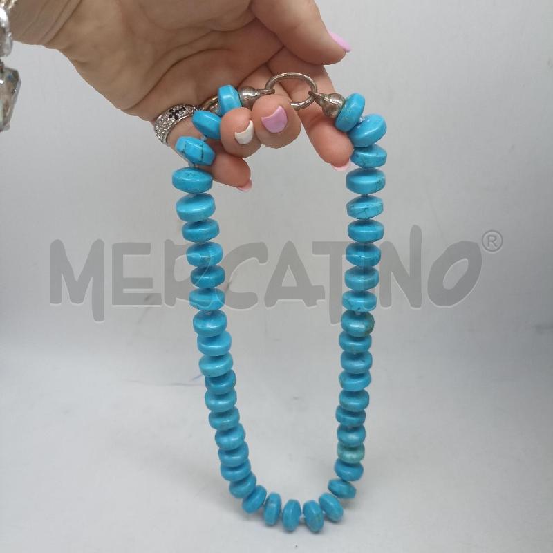 COLLANA DONNA PIETRA TURCHESE AZZURRA A RONDELLA  CON VENATURE  | Mercatino dell'Usato Lamezia terme 4