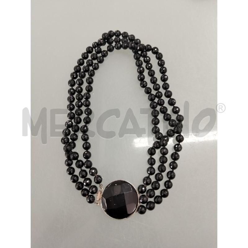 COLLANA DONNA PIETRE NATURALI ONICE NERO PENDENTE | Mercatino dell'Usato Lamezia terme 1