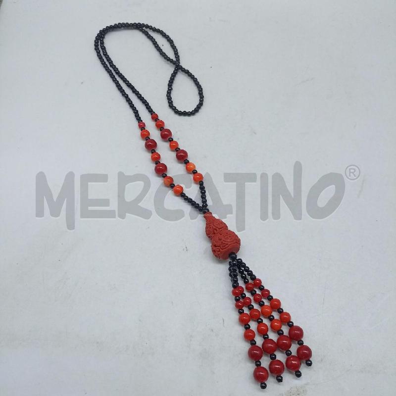 COLLANA DONNA STILE ETNICO PERLINE ROSSO NERO NAPPA PENDENTE  | Mercatino dell'Usato Lamezia terme 1