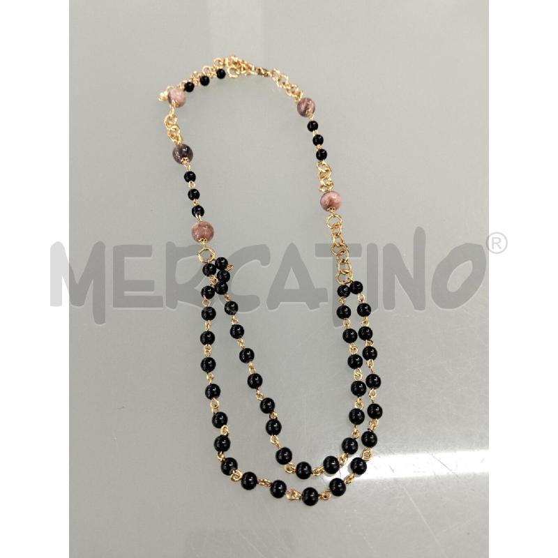 COLLANA GATTINONI NERO ROSA DORATA | Mercatino dell'Usato Lamezia terme 1