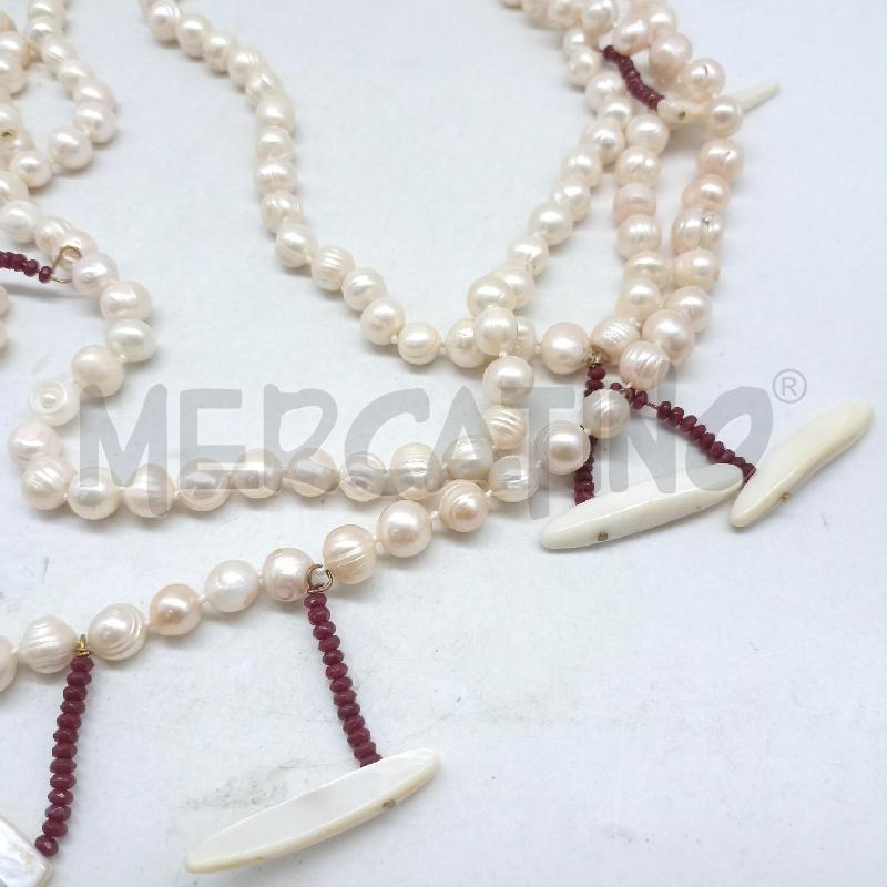 COLLANA PERLE SCARAMAZZE MADREPERLA RUBINI  | Mercatino dell'Usato Lamezia terme 3