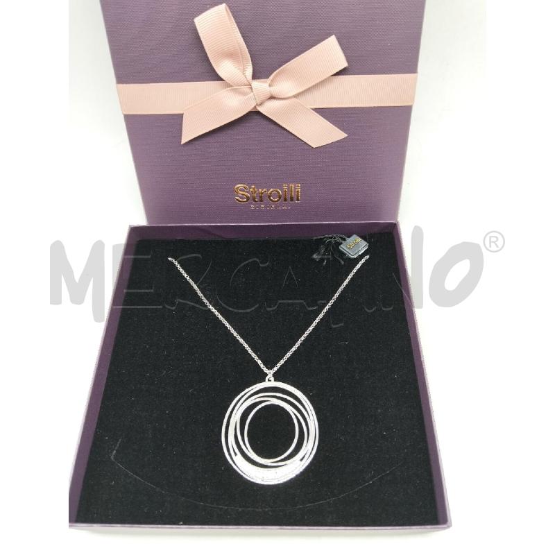 COLLANA STROILI PENDENTE CERCHI INTRECCIATI METALLO RODIATO | Mercatino dell'Usato Lamezia terme 1