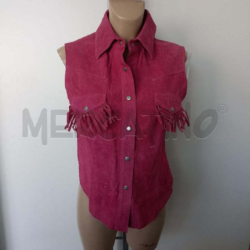 GILET DONNA CAMOMILLA FUXIA VERA PELLE FRANGIE | Mercatino dell'Usato Lamezia terme 1