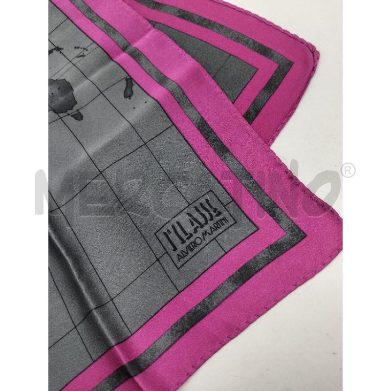 PASHMINA DONNA ALVIERO MARTINI NERO E FUXIA 100 SETA | Mercatino dell'Usato Lamezia terme 2