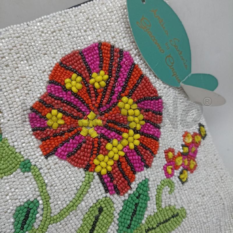 POCHETTE ANTICA SARTORIA BIANCO PERLINE COLRATE FIORI   | Mercatino dell'Usato Lamezia terme 2