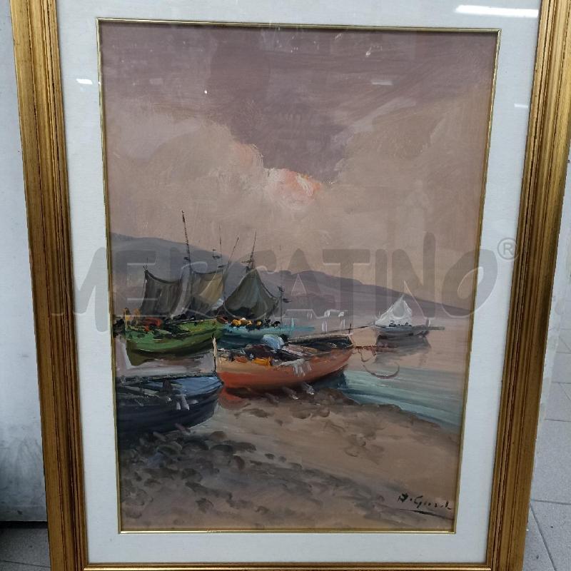 QUADRO PAESAGGIO TRAMONTO BARCHE A FIRME -A. GIORDANO- | Mercatino dell'Usato Lamezia terme 1