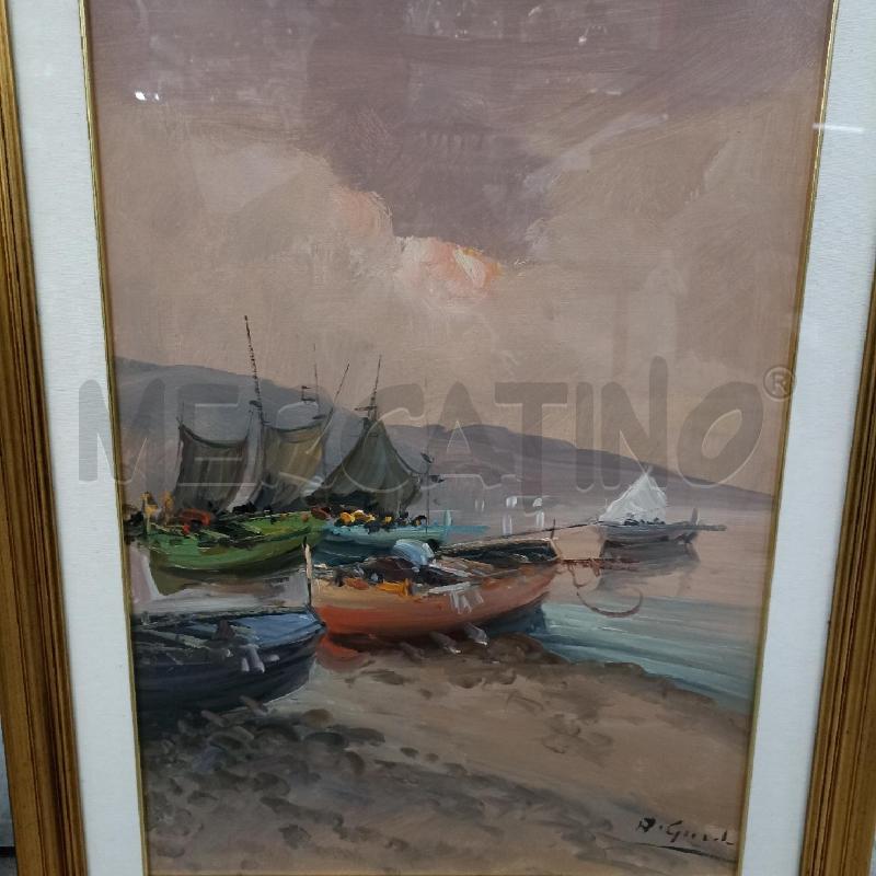 QUADRO PAESAGGIO TRAMONTO BARCHE A FIRME -A. GIORDANO- | Mercatino dell'Usato Lamezia terme 3
