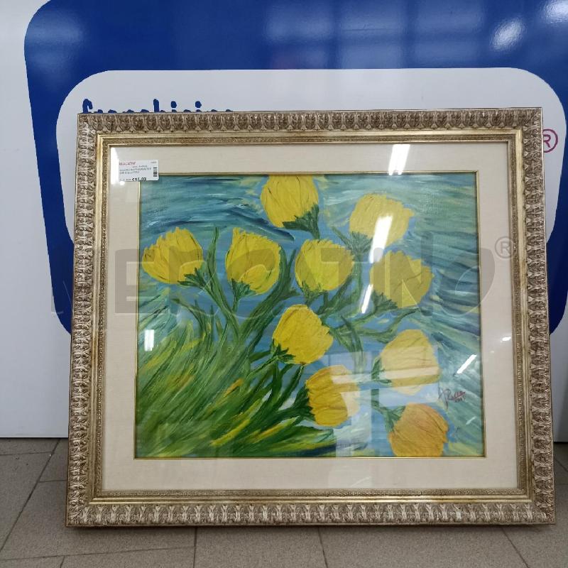 QUADRO RAFFIGURANTE FIORI GIALLI FIRMATO CORNICE LEGNO PESANTE | Mercatino dell'Usato Lamezia terme 1