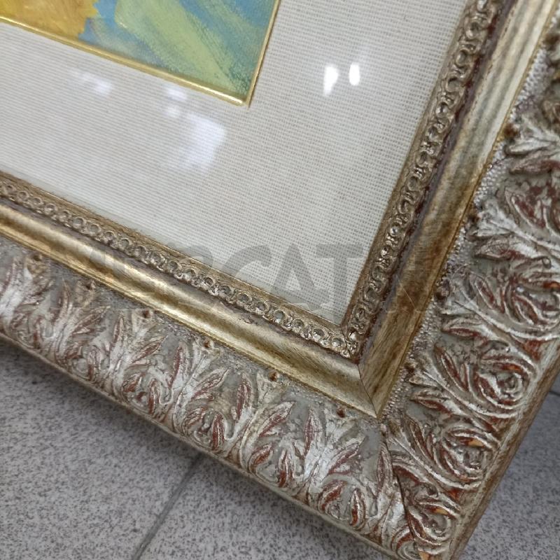 QUADRO RAFFIGURANTE FIORI GIALLI FIRMATO CORNICE LEGNO PESANTE | Mercatino dell'Usato Lamezia terme 3
