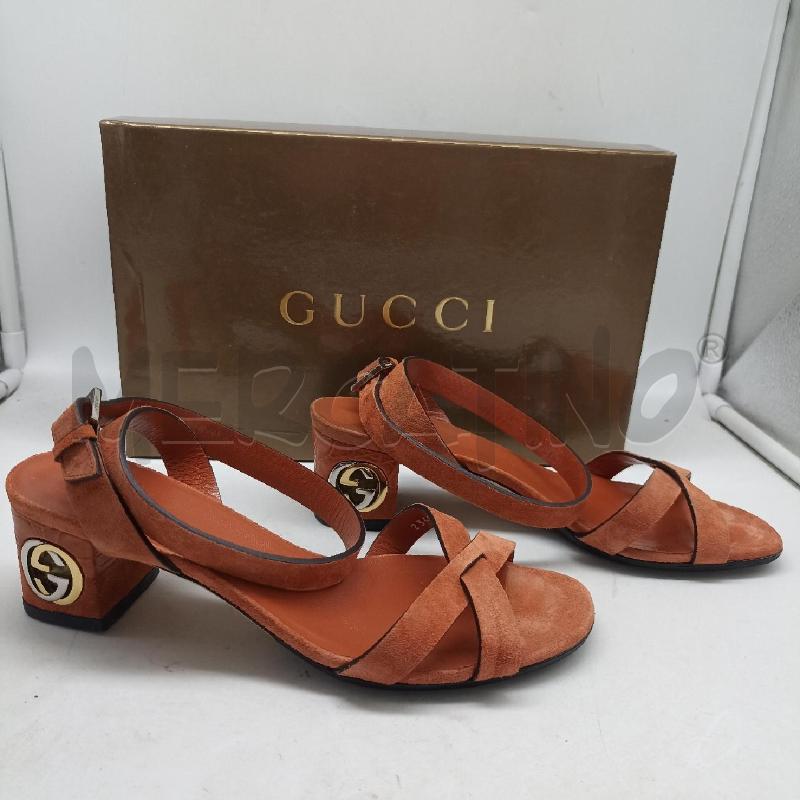 SANDALI DONNA GUCCI PELLE SCAMOSCIATA ARANCIONE  | Mercatino dell'Usato Lamezia terme 3