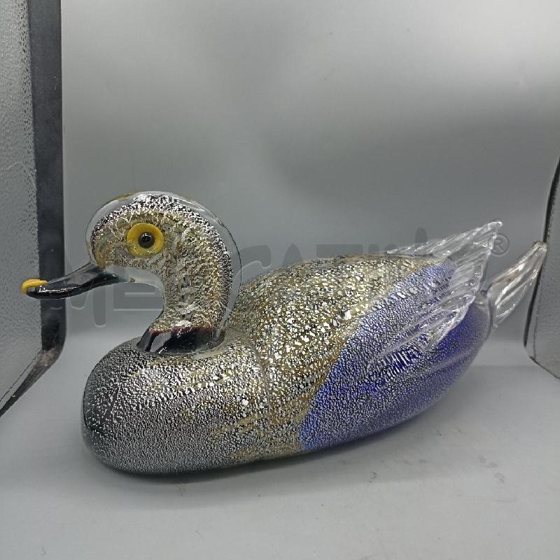 SCULTURA ANATRA STILE VETRO DI MURANO NERO AZZURRO | Mercatino dell'Usato Lamezia terme 1