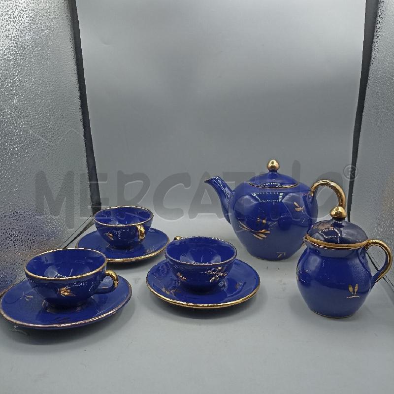 SERVIZIO CAFFE VINTAGE ANNI 60 DIPINTO A MANO GUALDOT BLU ORO | Mercatino dell'Usato Lamezia terme 1