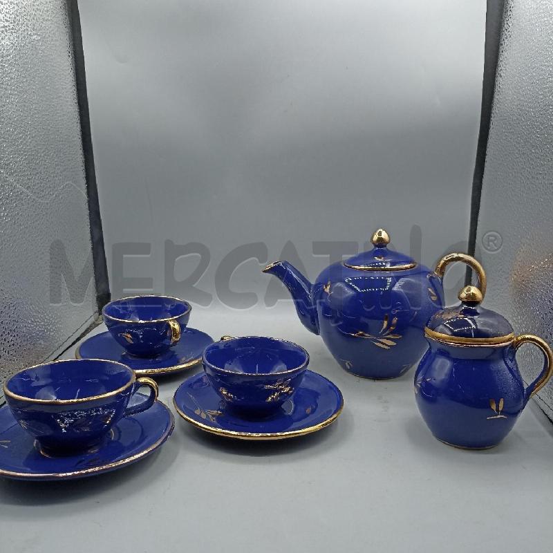 SERVIZIO CAFFE VINTAGE ANNI 60 DIPINTO A MANO GUALDOT BLU ORO | Mercatino dell'Usato Lamezia terme 5