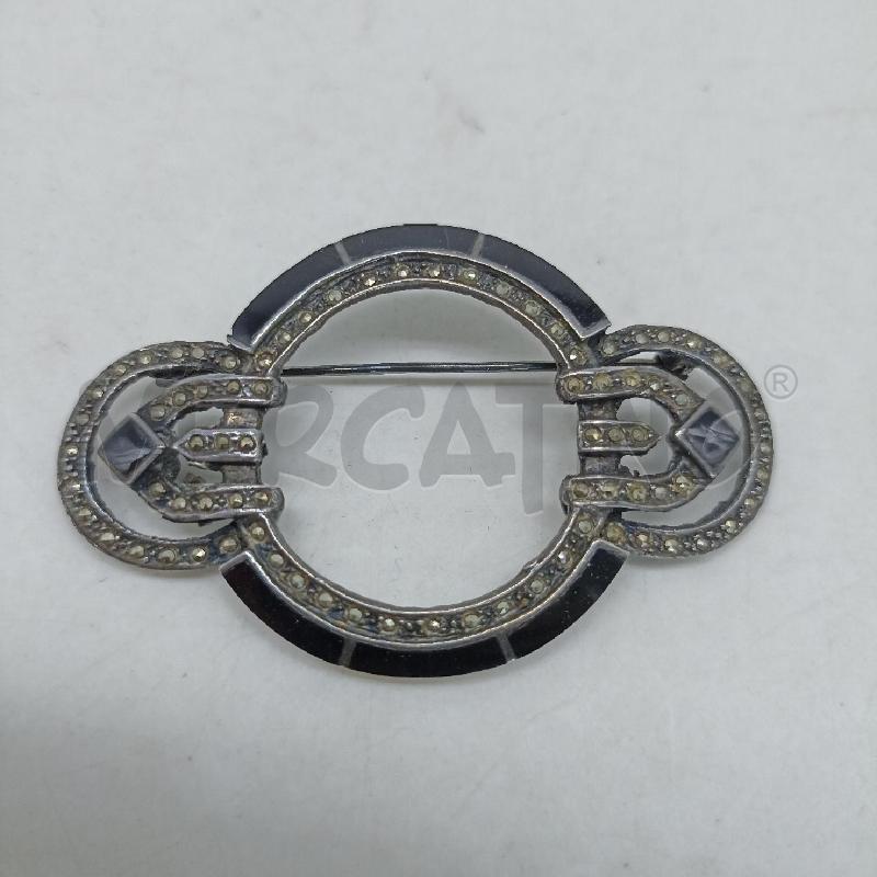 SPILLA METALLO PREZIOSO DESIGN NERO CON ZIRCONI | Mercatino dell'Usato Lamezia terme 1