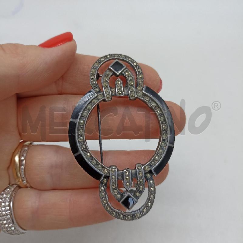 SPILLA METALLO PREZIOSO DESIGN NERO CON ZIRCONI | Mercatino dell'Usato Lamezia terme 4