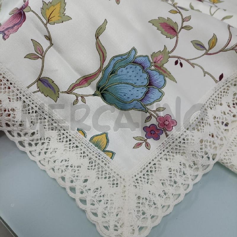 TOVAGLIA TAVOLO ANEIRA 53% BAUMWOLLE 47% VISKOSE FONDO BIANCO DECORO FLOREALE PUNTINA BORDO | Mercatino dell'Usato Lamezia terme 3