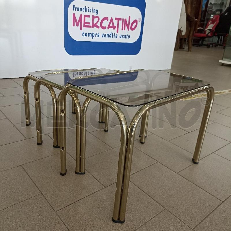 TRIS TAVOLO IN VETRO FUMÈ STRUTTURA DORATA | Mercatino dell'Usato Lamezia terme 3