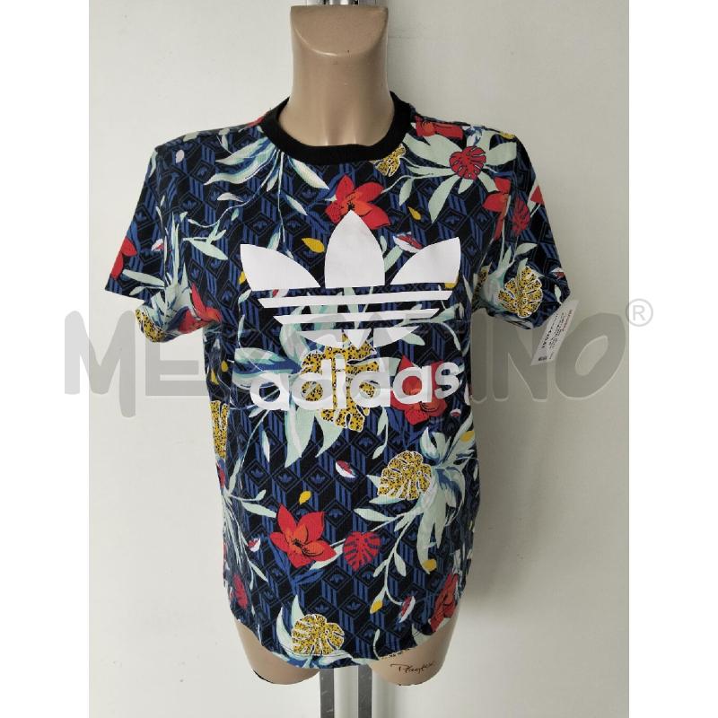 T SHIRT DONNA ADIDAS BLU FIORATA  | Mercatino dell'Usato Lamezia terme 1