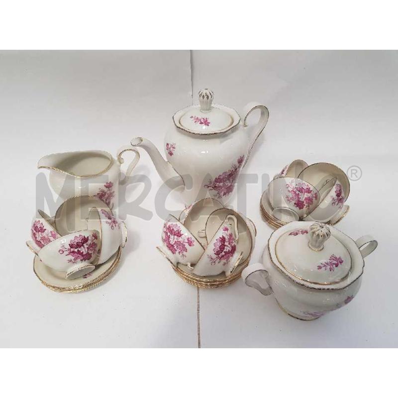 12 TAZZA CAFFE' + 12 PIATT +CAFF + 1 ZUCC + 1 LATT KONIGL PR TETTAU CERAMICA DECORO FIORI ROSSI | Mercatino dell'Usato Cesena 2